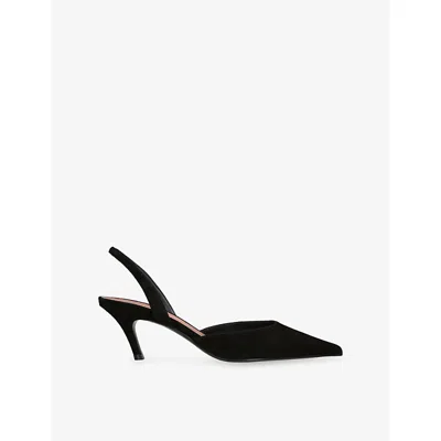 Amina Muaddi Suede Sofia Slingback Pumps 60 In Black