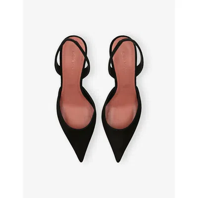 Amina Muaddi Suede Sofia Slingback Pumps 60 In Black