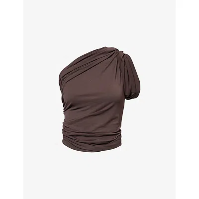 Rick Owens Lillies Womens Raisin Anita Draped Jersey Top In Purple