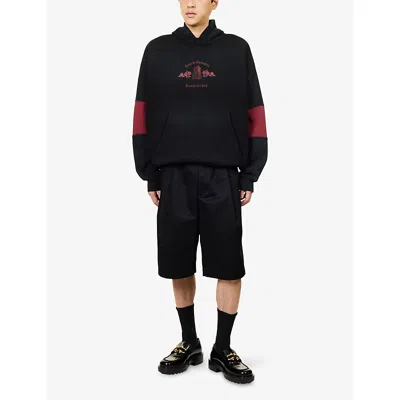 Willy Chavarria Mens Black Casa De Chavarria Relaxed-fit Cotton-jersey Hoodie In Black