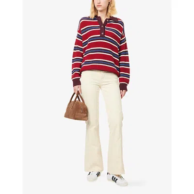 7 For All Mankind Womens Corduroy Eggshell Twist Dojo Tailorless Stretch-denim Jeans In Neutral