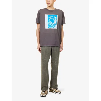 Obey Mens Pigment Dusty Black  Stay Back Short-sleeves Cotton-jersey T-shirt Xl In Brown