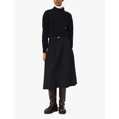 Maje Womens Navy Turtleneck Regular-fit Wool Jumper In Blue