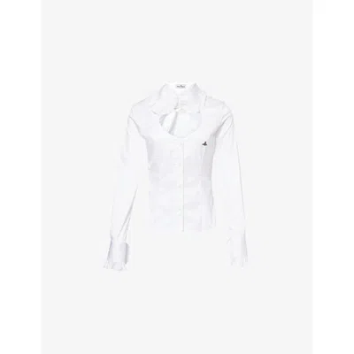 Vivienne Westwood Mens White Toulouse Frill Cotton-blend Shirt In White