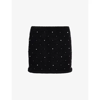 Frame Womens Black The Embellished Wool-blend Mini Skirt Xs In Black