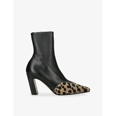 Khaite Nevada 85 Calf Hair And Leather Ankle Boots In Multi