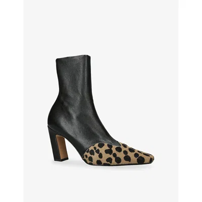 Khaite Nevada 85 Calf Hair And Leather Ankle Boots In Multi