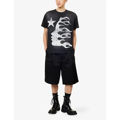 Hellstar Mens Black Classic Short-sleeves Cotton-jersey T-shirt Xs In Black