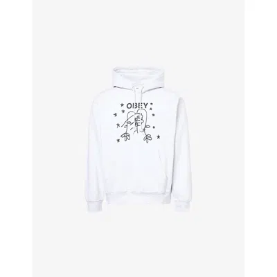 Obey Mens Heather Grey New Life Printed Cotton-blend Hoodie Xl In Gray