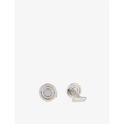 Dunhill Mens Gyro Rhodium-plated 925 Sterling Silver And Pinctada Maxima Cufflinks In Brown