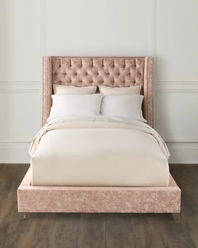 Massoud Rowenna Tufted King Shelter Bed In Pink