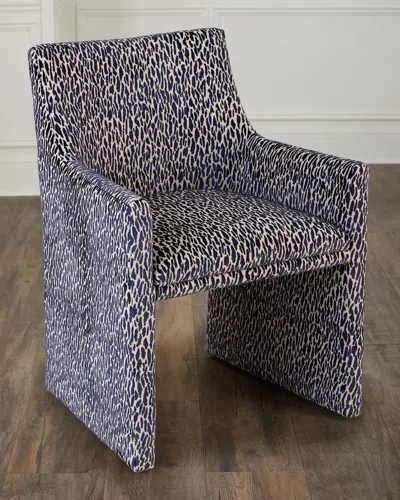 Massoud Fleck Dining Arm Chair In Blue