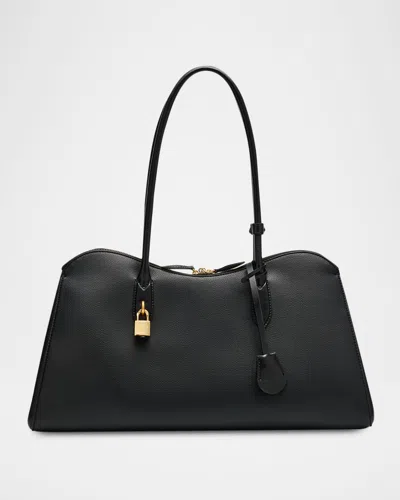 Stella Mccartney Stella Ryder Open Tote Bag In Grainy Embossed Eco Vegan Leather In Black