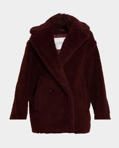 Max Mara Olga Faux Fur Double-breasted Coat In Red