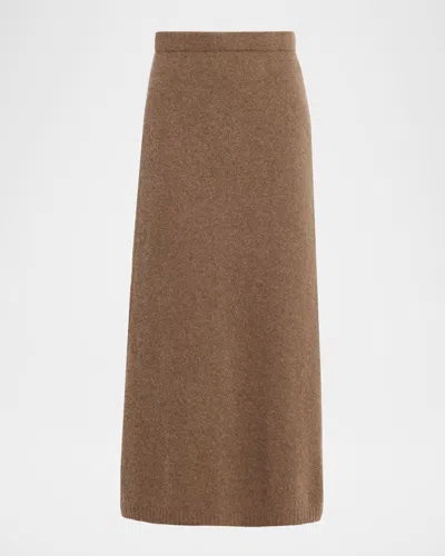 Max Mara Dorina A-line Stretch Cashmere Midi Skirt In Brown