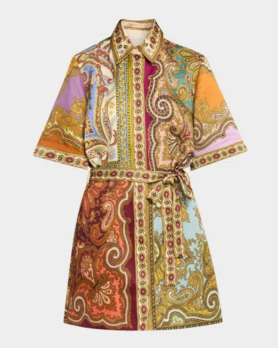 Alemais Clemenza Spliced Mini Shirtdress In Multi