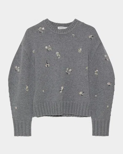 Simkhai Coraline Embellished Wool And Cashmere-blend Sweater In Gray