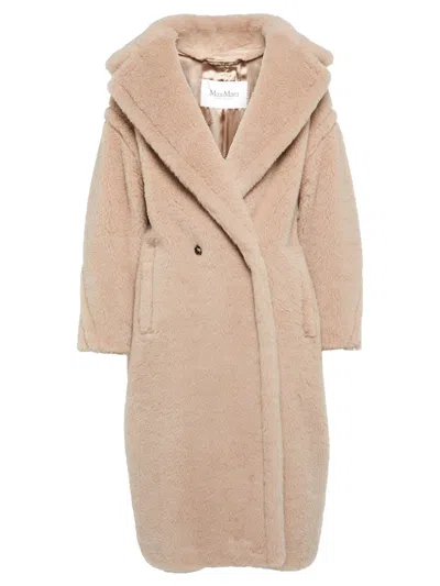 Max Mara Alpaca And Virgin Wool Hooded Coat In Nude