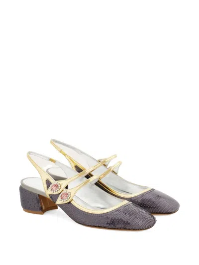 Ferragamo Slingback-pumps Mit Pailletten In Black