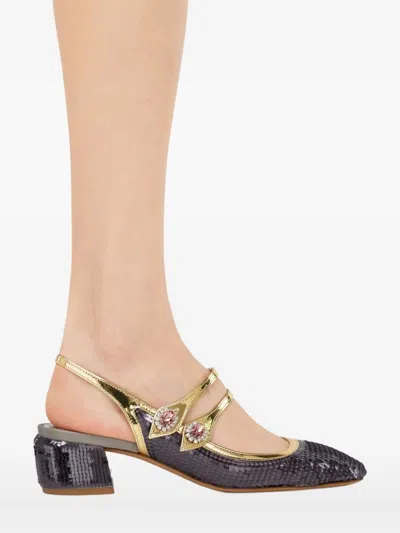 Ferragamo Slingback-pumps Mit Pailletten In Black