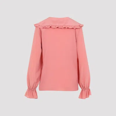 Chloé Bertha-collar Ruffle Button-down Silk Blouse In Pink