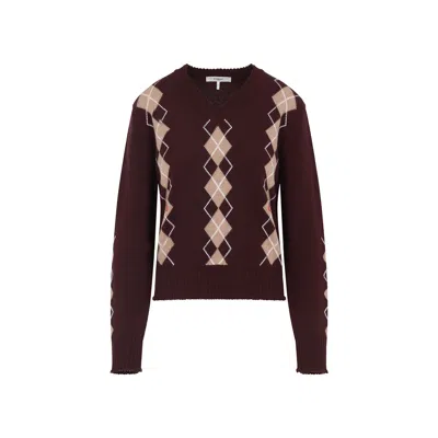 Chloé Chloe Argyle-intarsia Wool And Cashmere-blend Jumper In Brown