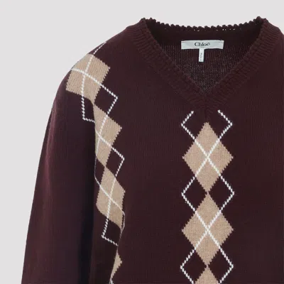 Chloé Chloe Argyle-intarsia Wool And Cashmere-blend Jumper In Brown
