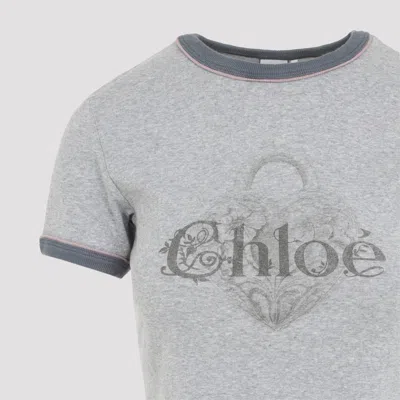 Chloé Baby Fit T-shirt With Logo In Cotton Jersey In Gray