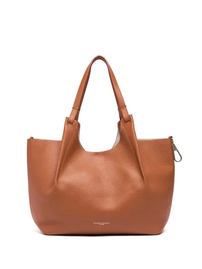 Gianni Chiarini Dua Double Handle Bag In Caramel Double Leather In Brown