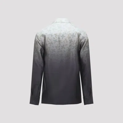 Jil Sander Floral Long Sleeve Shirt With Spread Collar In Gray