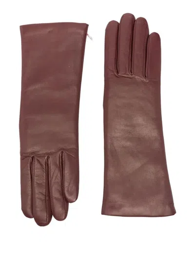 Agnelle "christina" Nappa Leather Cashmere Gloves Accessories In Red