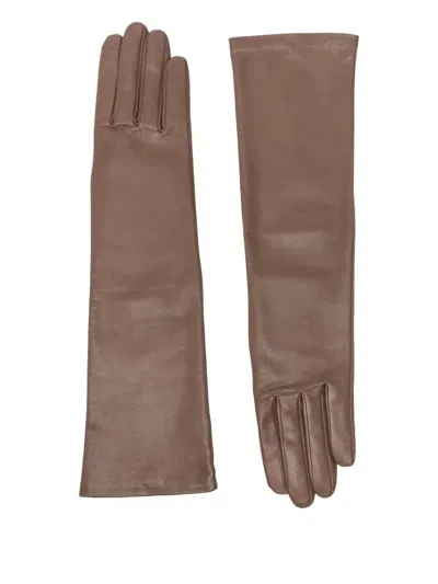 Agnelle Opera Leather Gloves In Brown