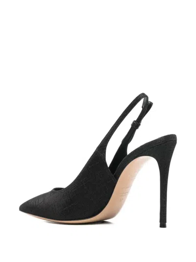 Casadei "chanel" Triniton Sling Back In Black