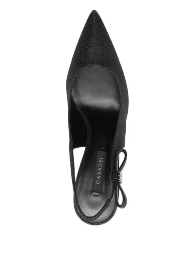 Casadei "chanel" Triniton Sling Back In Black