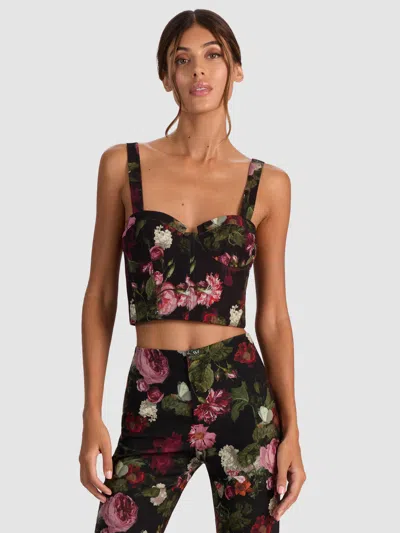 Alice And Olivia Jeanna Bustier Smocked Back Cropped Top Be Still In Multi