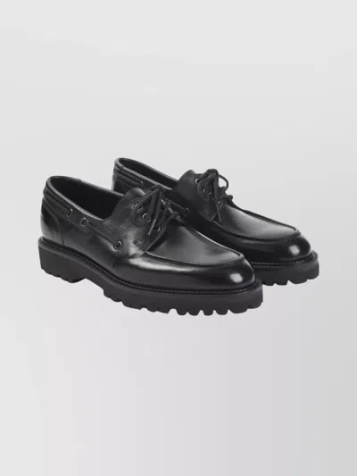 John Lobb Black Tide Dew Hide Hilly Calf Leather Derbies In Black