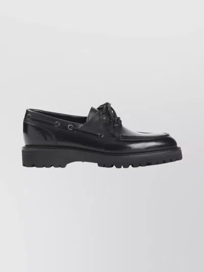 John Lobb Black Tide Dew Hide Hilly Calf Leather Derbies In Black