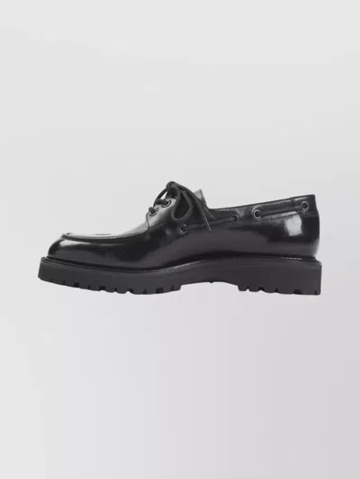John Lobb Black Tide Dew Hide Hilly Calf Leather Derbies In Black