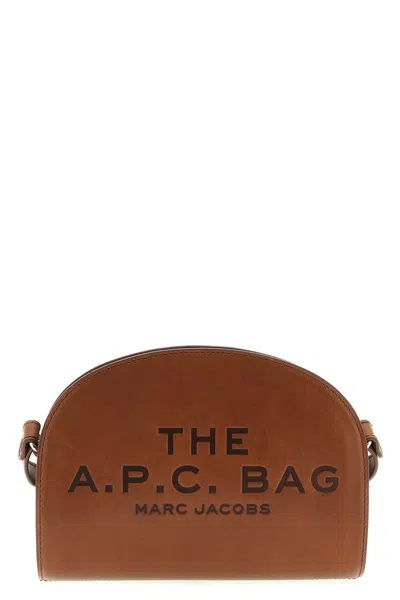 Apc A.p.c. Women Brown Leather A.p.c. X Marc Jacobs Demi Lune Crossbody Bag In Brown