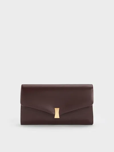 Charles & Keith - Lilibet Metallic-accent Chain-strap Long Wallet In Brown
