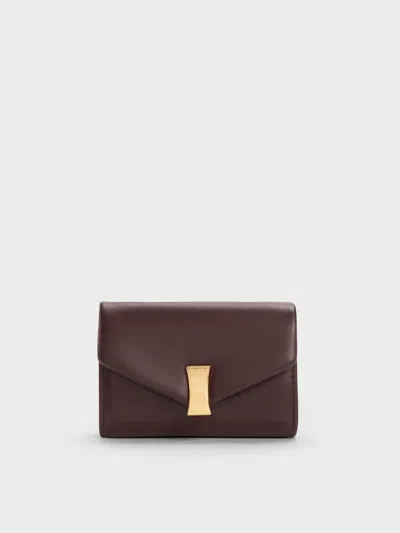 Charles & Keith - Lilibet Metallic-accent Chain-strap Wallet In Brown