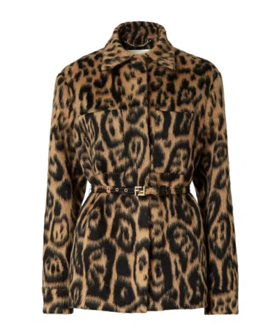 Fendi Leo Wool Go-to Jacket In Animal Print