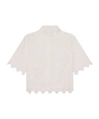 Frame Embroidered Eyelet Top In White