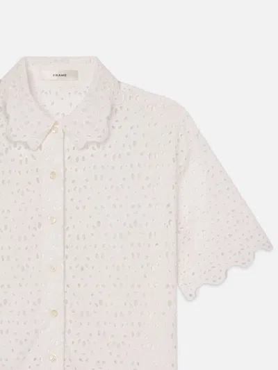 Frame Embroidered Eyelet Top In White