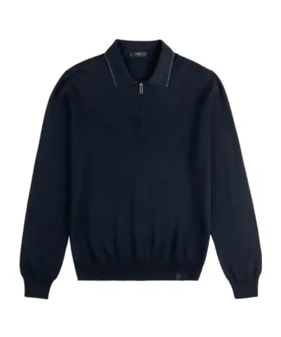 Fay Zip-up Polo Shirt In Blue