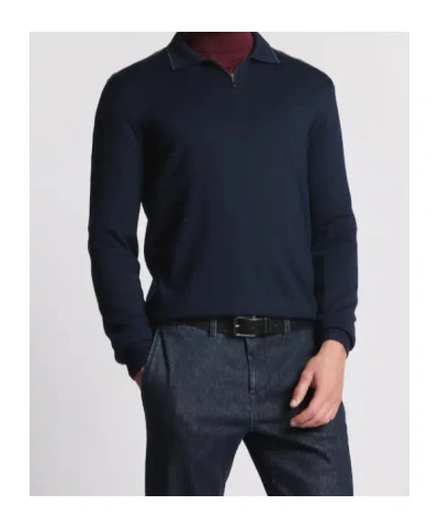 Fay Zip-up Polo Shirt In Blue