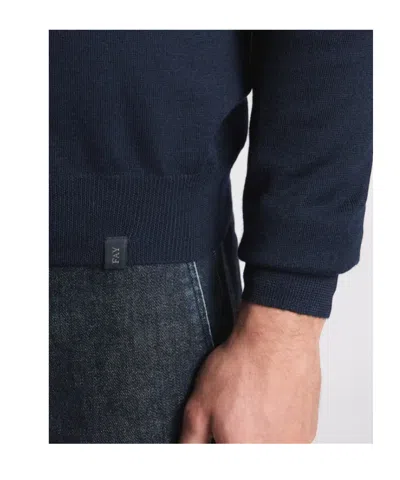 Fay Zip-up Polo Shirt In Blue