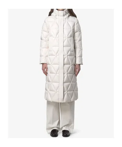 K-way Quilted Thermo Microfiber Coat With Adjustable Hood In White