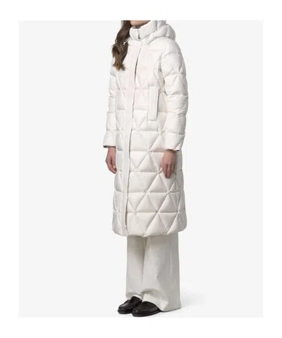 K-way Quilted Thermo Microfiber Coat With Adjustable Hood In White