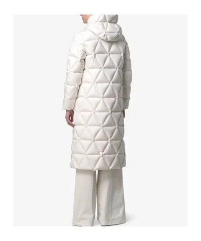 K-way Quilted Thermo Microfiber Coat With Adjustable Hood In White